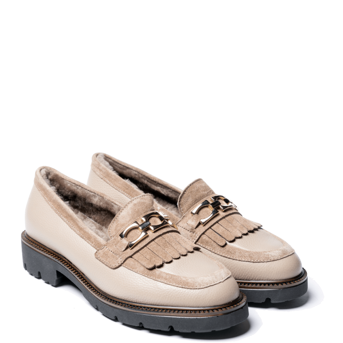 Mocassino Savorè Pelle Willer e Camoscio Bristol Taupe Fodera Montone - Savorè - Calzature Savorè