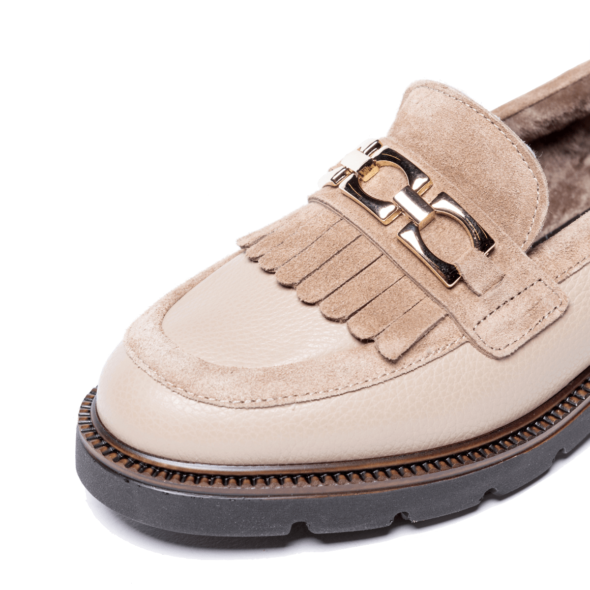 Mocassino Savorè Pelle Willer e Camoscio Bristol Taupe Fodera Montone - Savorè - Calzature Savorè