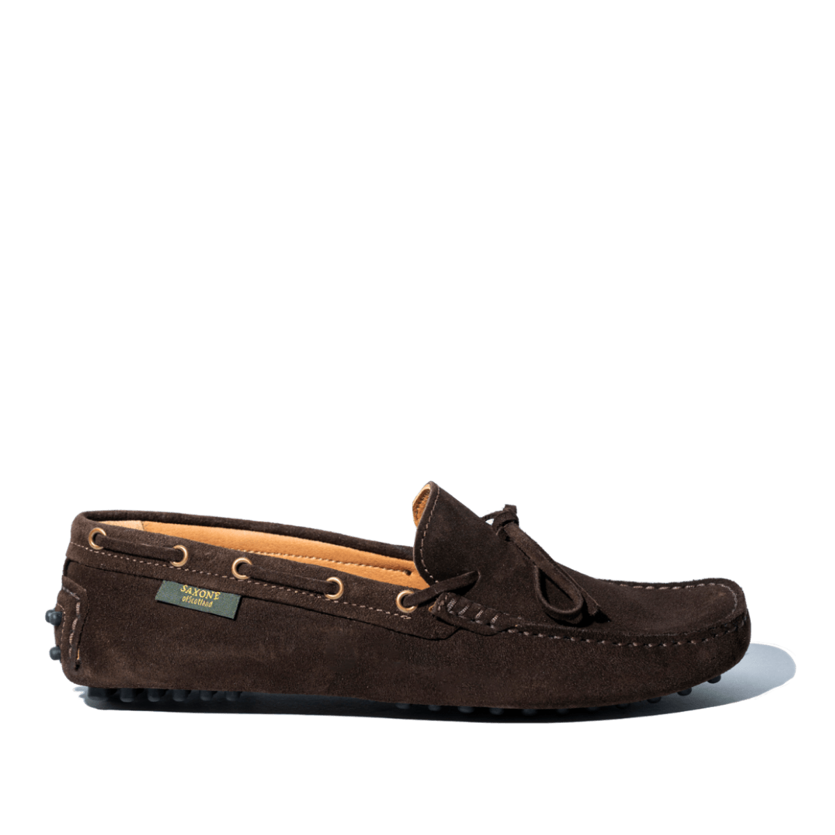 Mocassino Saxone Gommini Camoscio Castagna - Saxone - Calzature Savorè