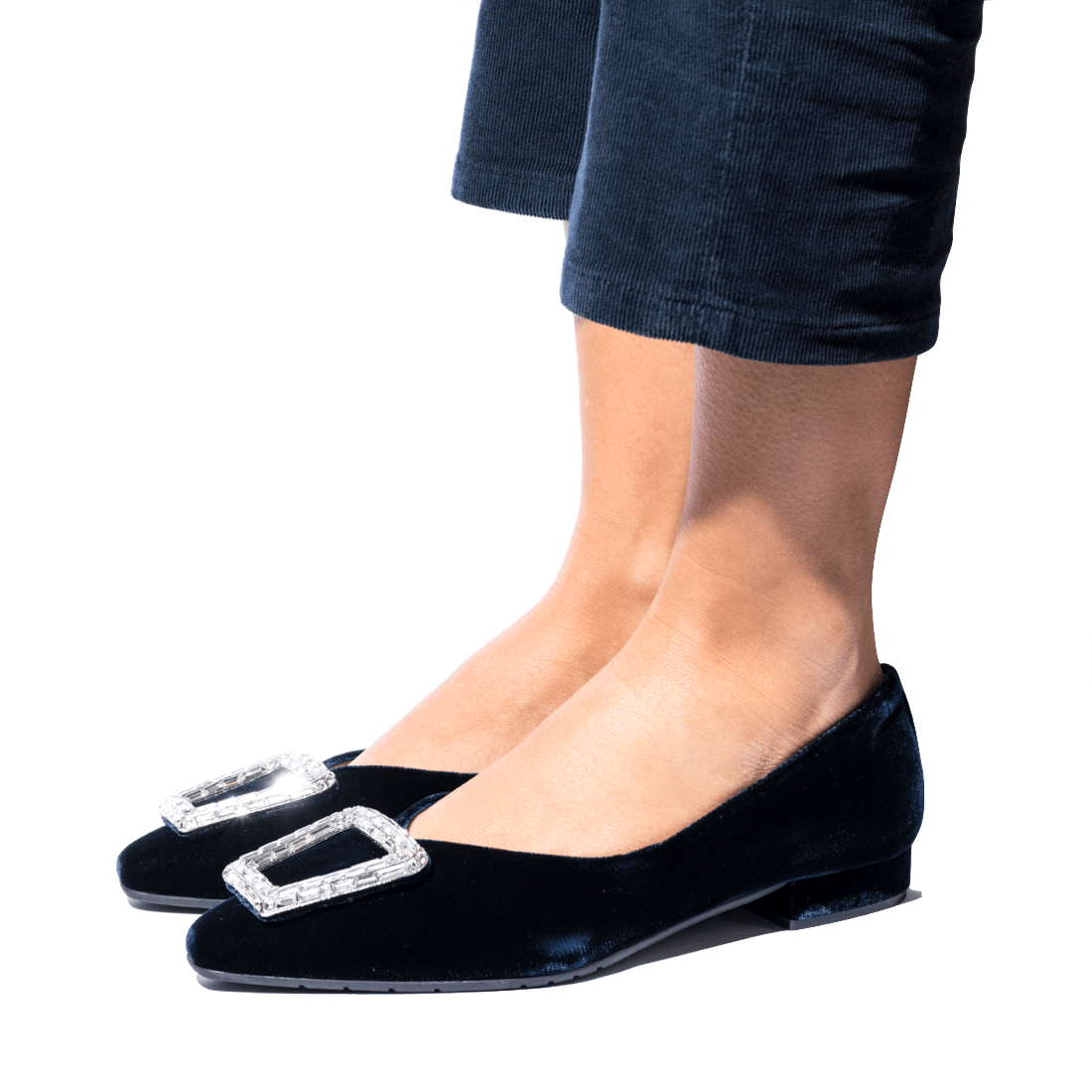 Pantofolina La Sellerie Fibbia Gioiello Velluto Blu Scuro - La Sellerie - Calzature Savorè