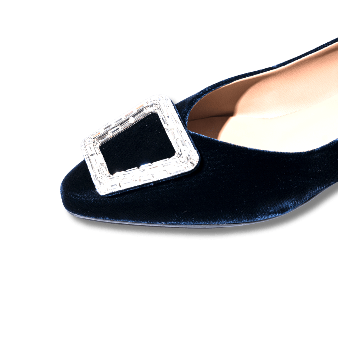 Pantofolina La Sellerie Fibbia Gioiello Velluto Blu Scuro - La Sellerie - Calzature Savorè