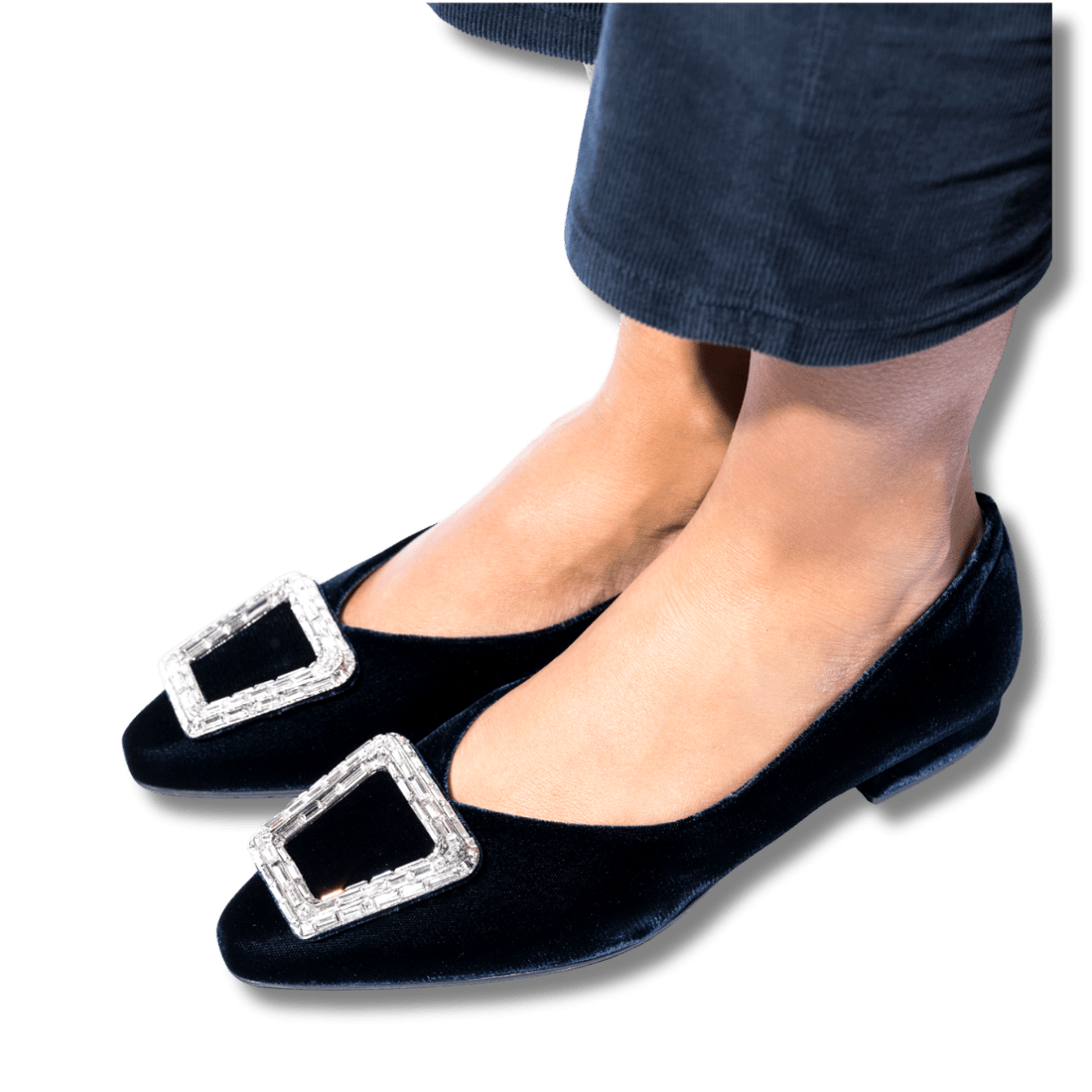 Pantofolina La Sellerie Fibbia Gioiello Velluto Blu Scuro - La Sellerie - Calzature Savorè