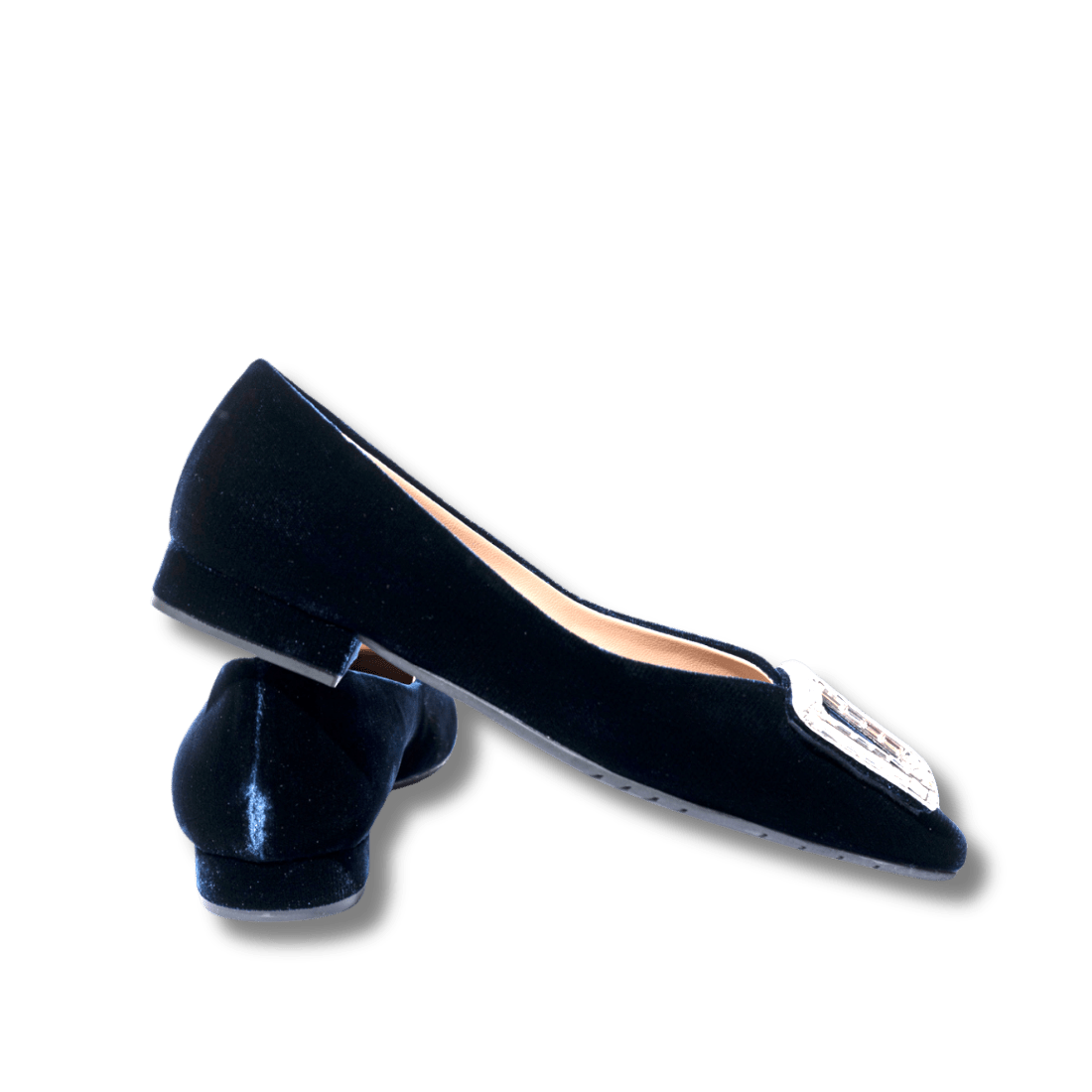 Pantofolina La Sellerie Fibbia Gioiello Velluto Blu Scuro - La Sellerie - Calzature Savorè