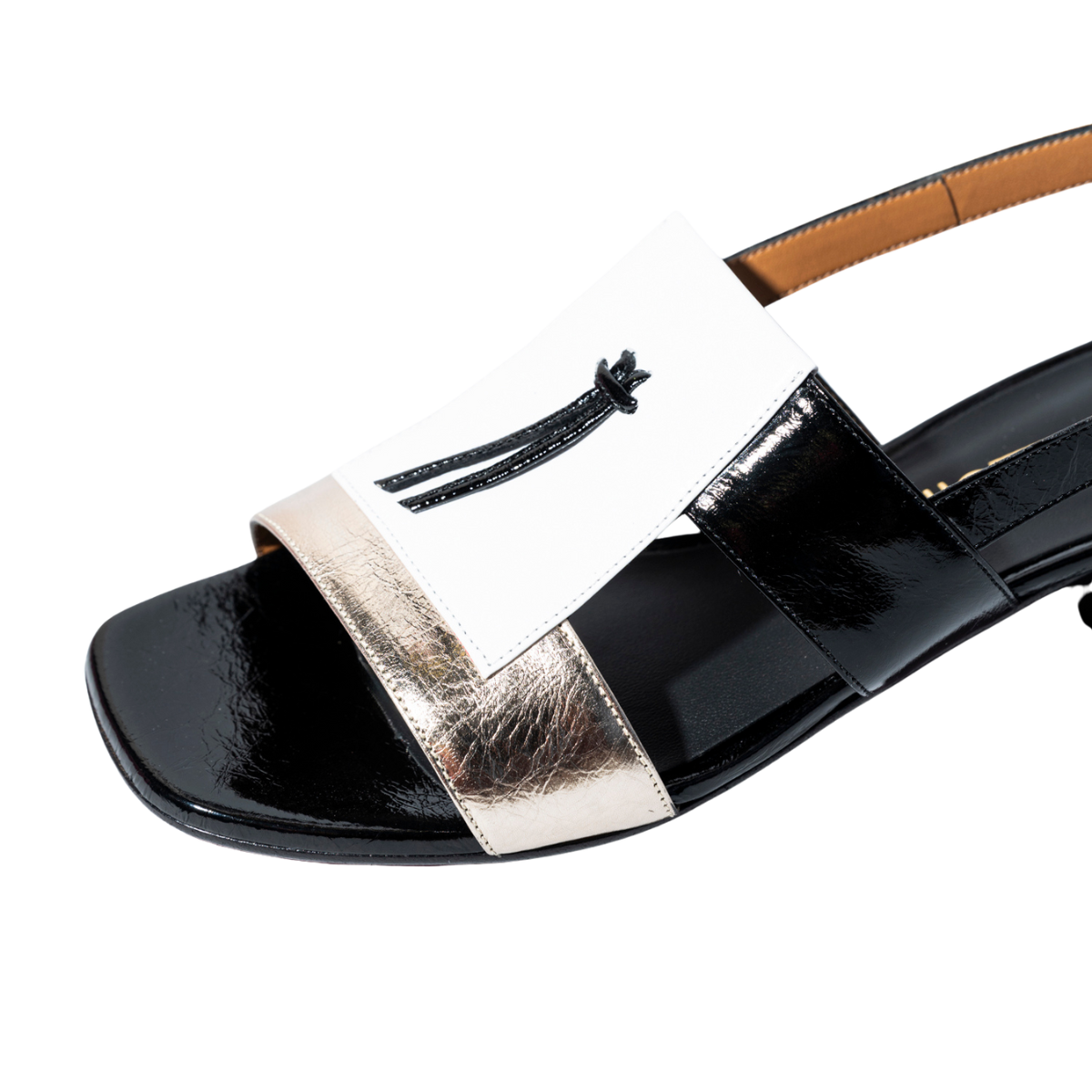 Sandalo-Le-Gazzelle-Pelle-Verniciata-Nero/Bianco-4