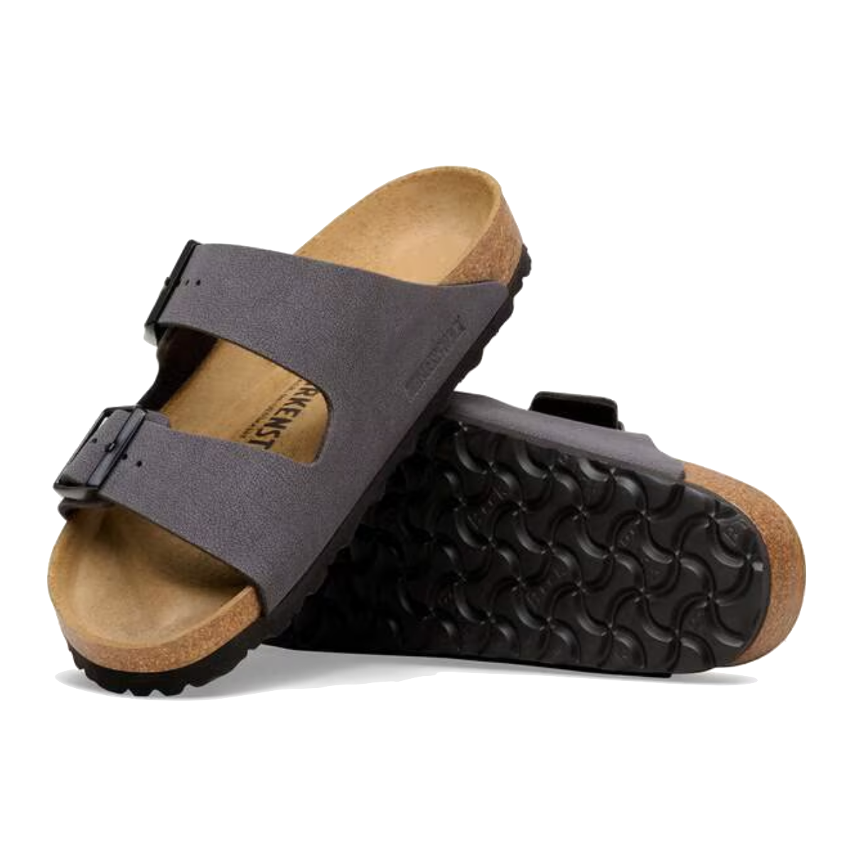 Ciabattina-Birkenstock-Arizona-Birko-Flor-Velvet-Gray/Black-Buckles-3