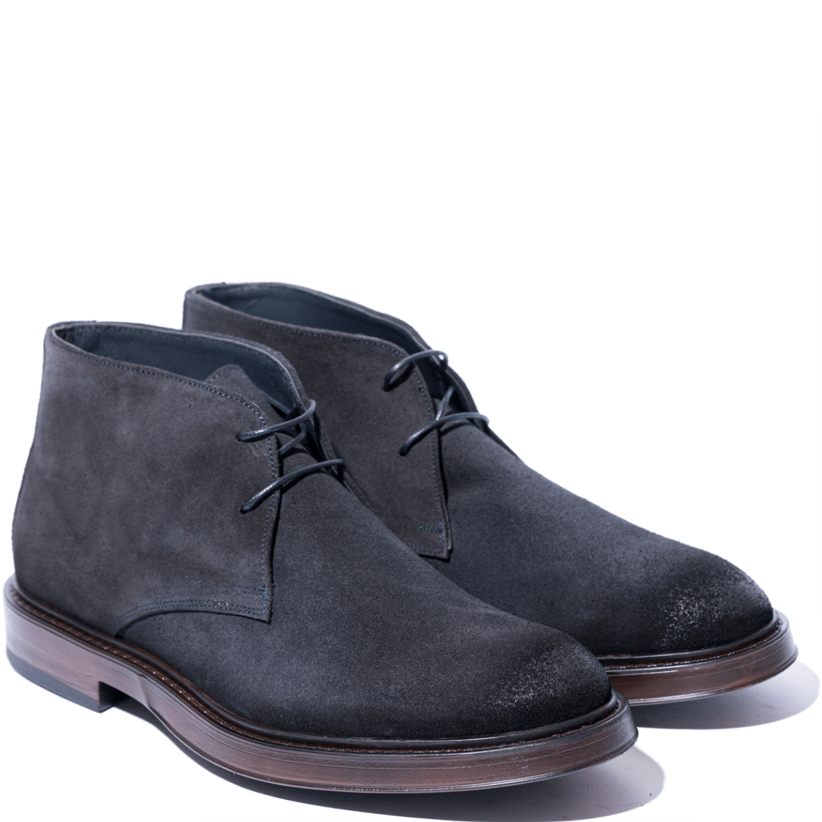 Polacchino F. Rennella Due Fori Camoscio Ingrassato Blu - F.lli Rennella - Calzature Savorè