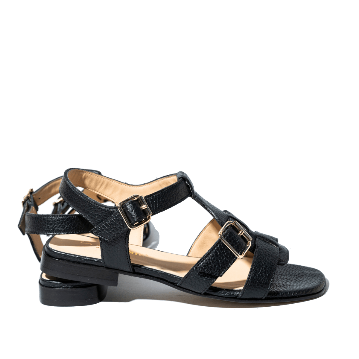 Sandalo La Sellerie Fibbie Pelle Durango Nero - La Sellerie - Calzature Savorè