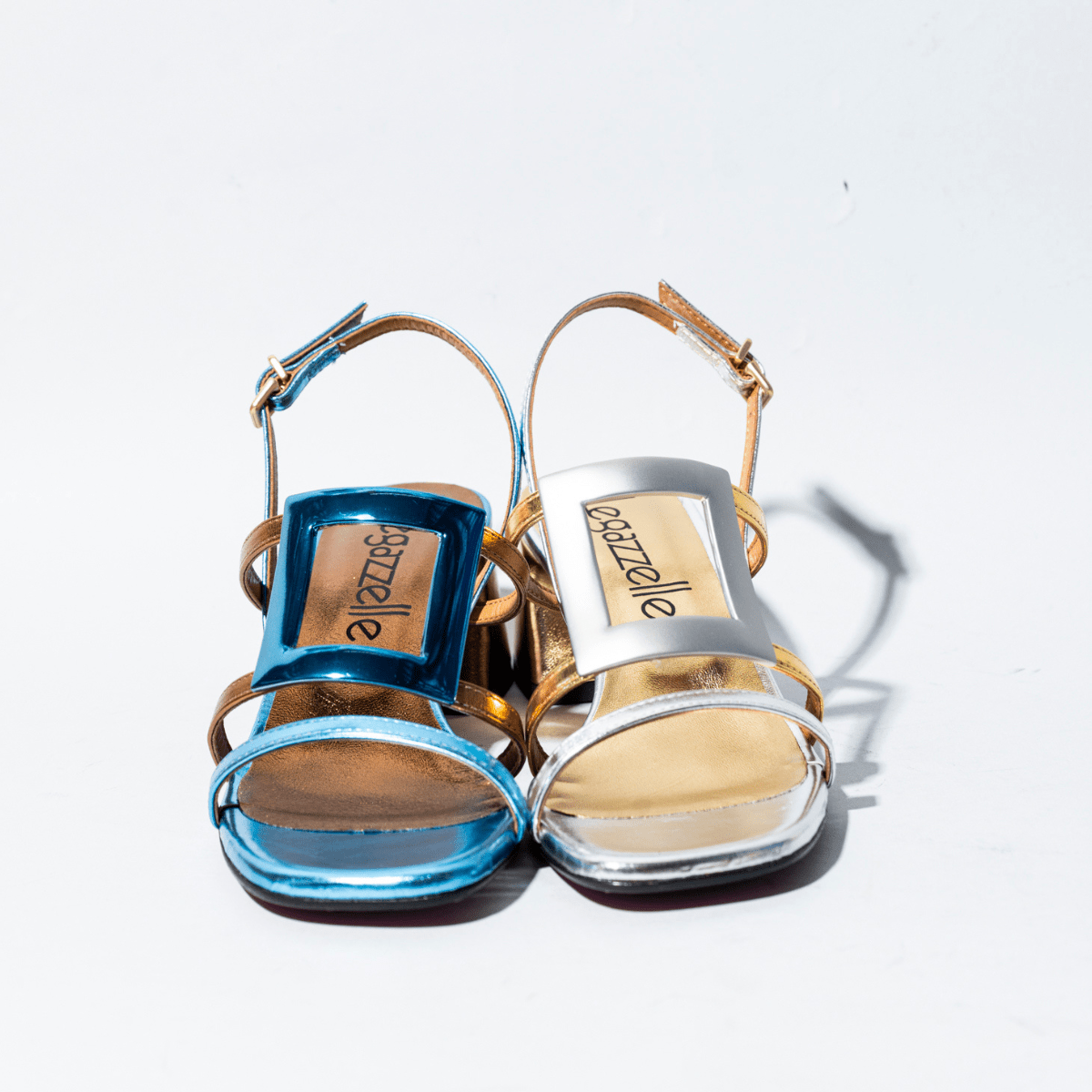 Sandalo Le Gazzelle Fibbia Geometrica Pelle Argento / Oro - Le Gazzelle - Calzature Savorè