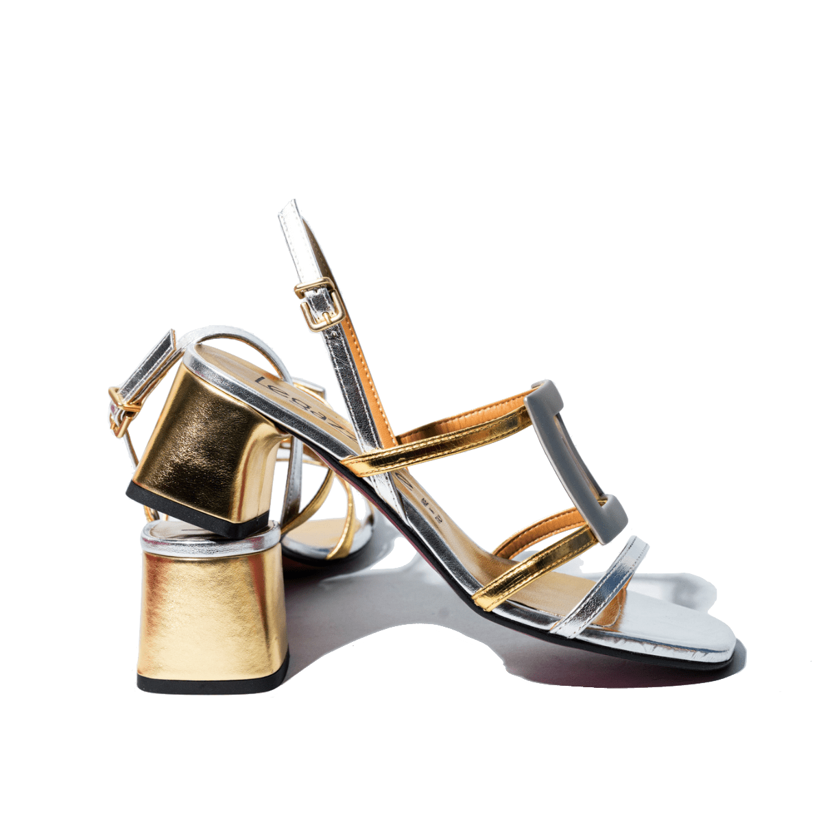 Sandalo Le Gazzelle Fibbia Geometrica Pelle Argento / Oro - Le Gazzelle - Calzature Savorè