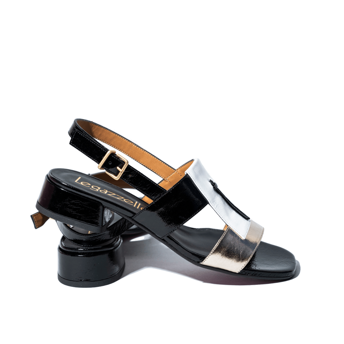 Sandalo Le Gazzelle Pelle Verniciata Nero / Bianco - Le Gazzelle - Calzature Savorè