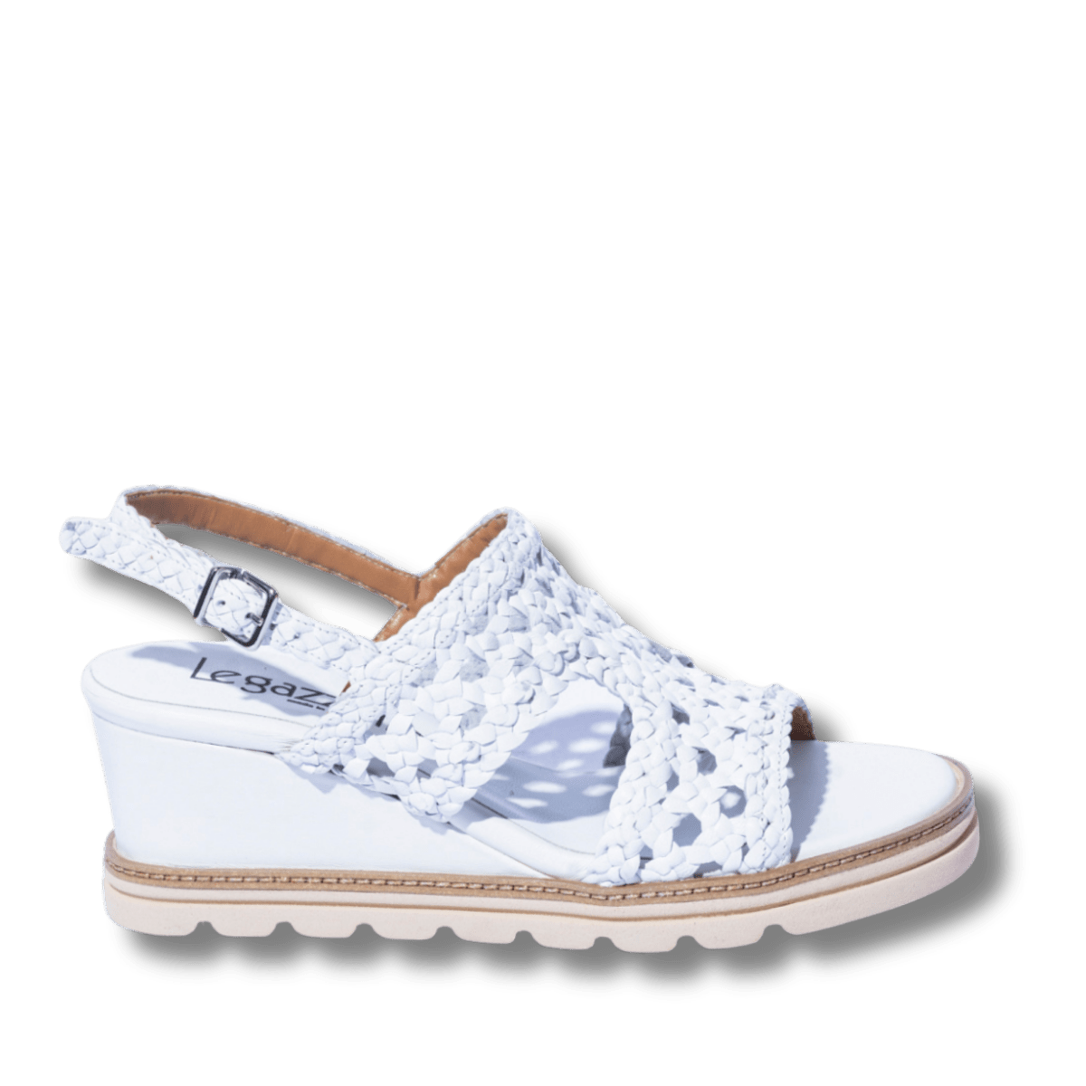 Sandalo Le Gazzelle Zeppa Pelle Intreccio Bianco - Le Gazzelle - Calzature Savorè