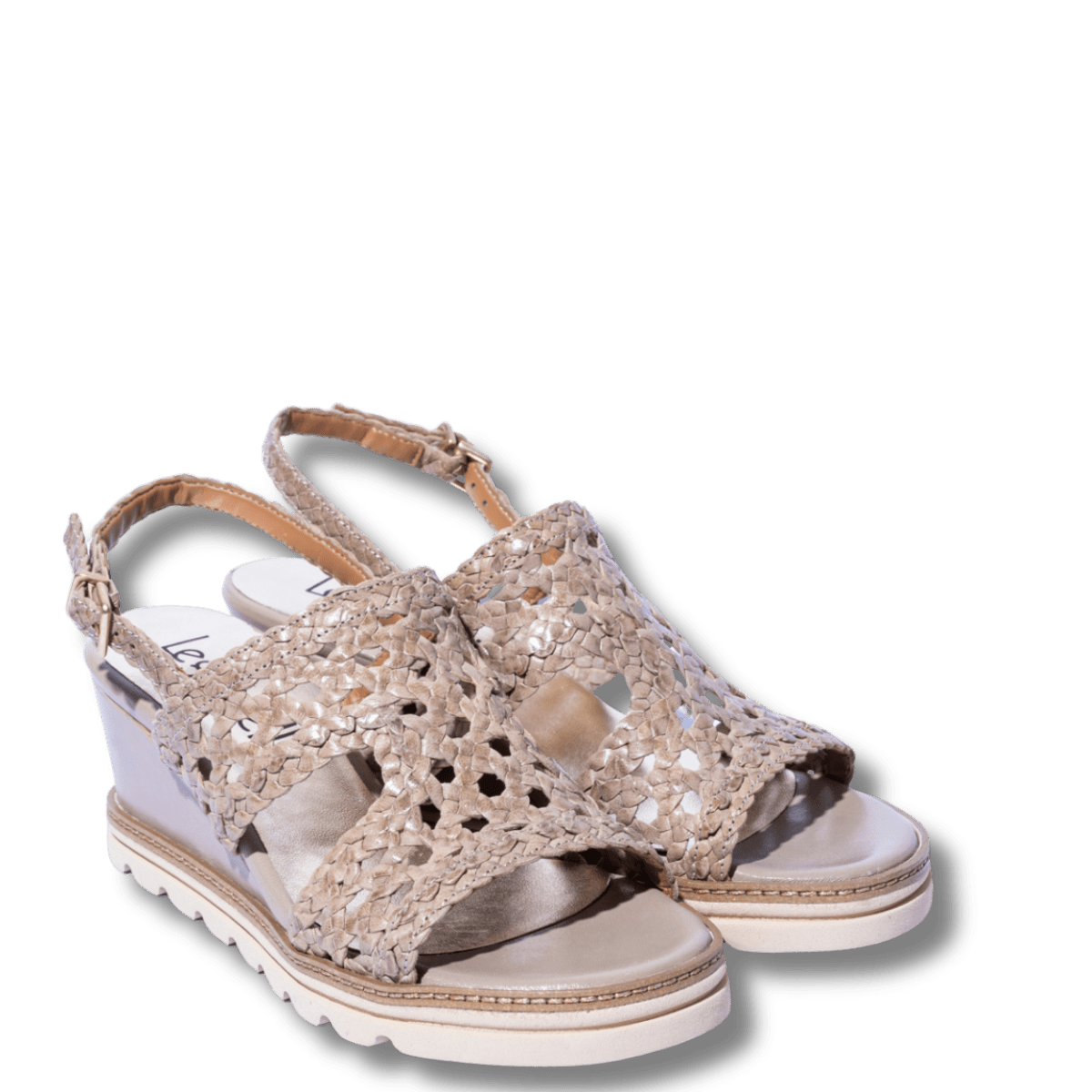 Sandalo Le Gazzelle Zeppa Pelle Intreccio Cappuccino - Le Gazzelle - Calzature Savorè