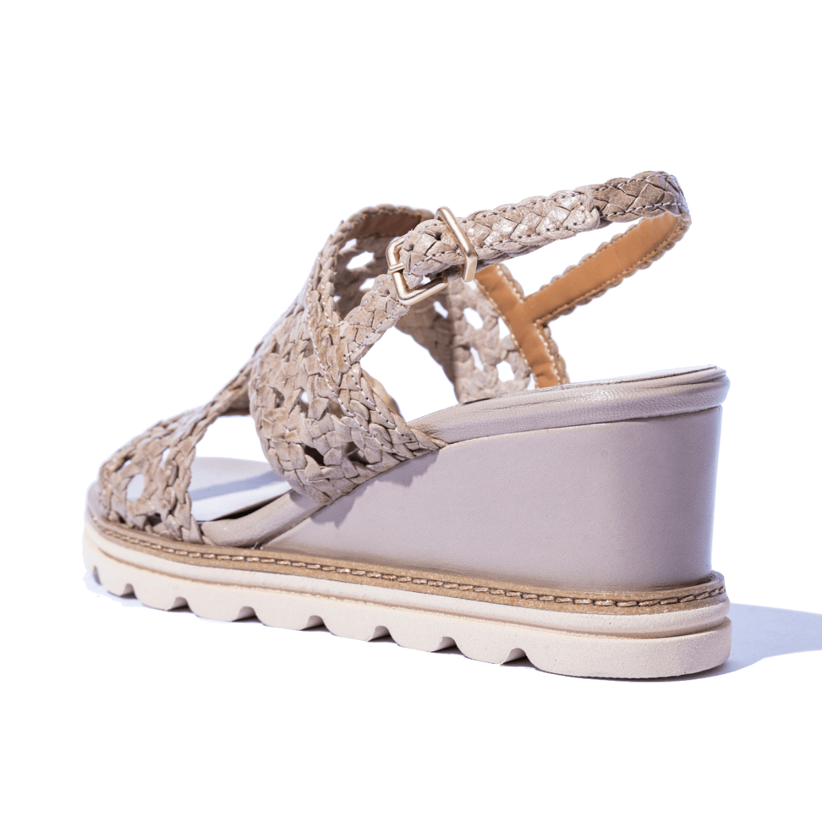 Sandalo Le Gazzelle Zeppa Pelle Intreccio Cappuccino - Le Gazzelle - Calzature Savorè