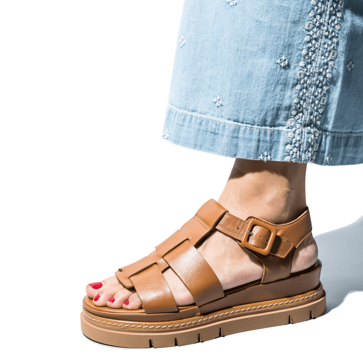 Stile Di Vita Sandali Donna in Pelle, Plantare Estraibile - 8310 Rosso Stile Di Vita Sandali Donna in Pelle, Plantare Estraibile - 8310 Rosso