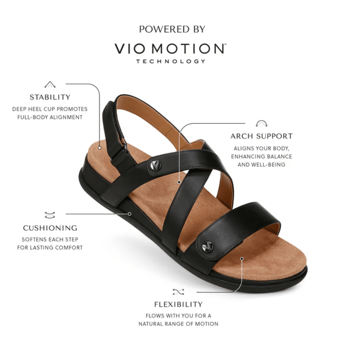 Sandalo Vionic Strap Cypress Pelle Nero - Vionic - Calzature Savorè