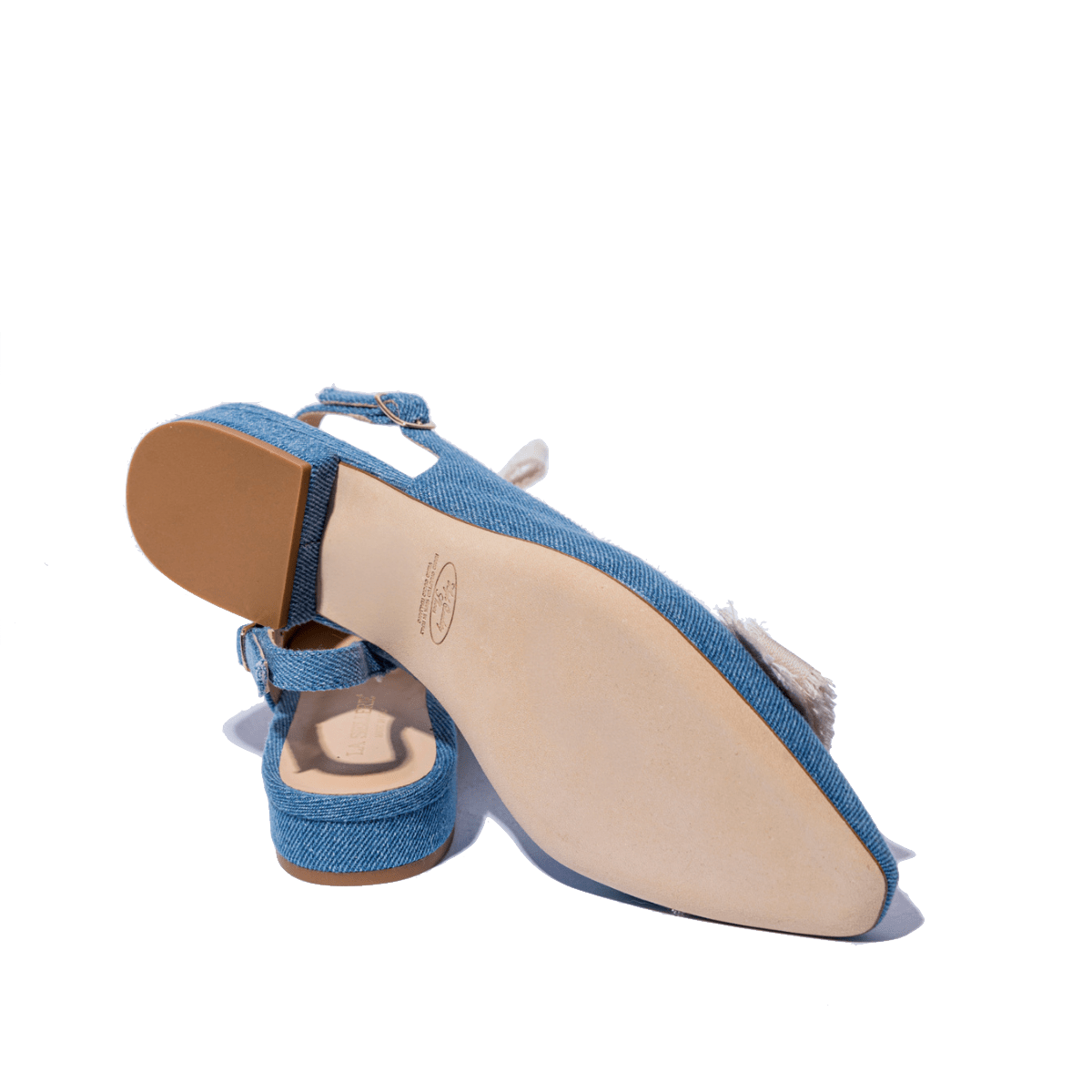 Slingback Bassa La Sellerie Nastro Gros Grain Tessuto Denim - La Sellerie - Calzature Savorè