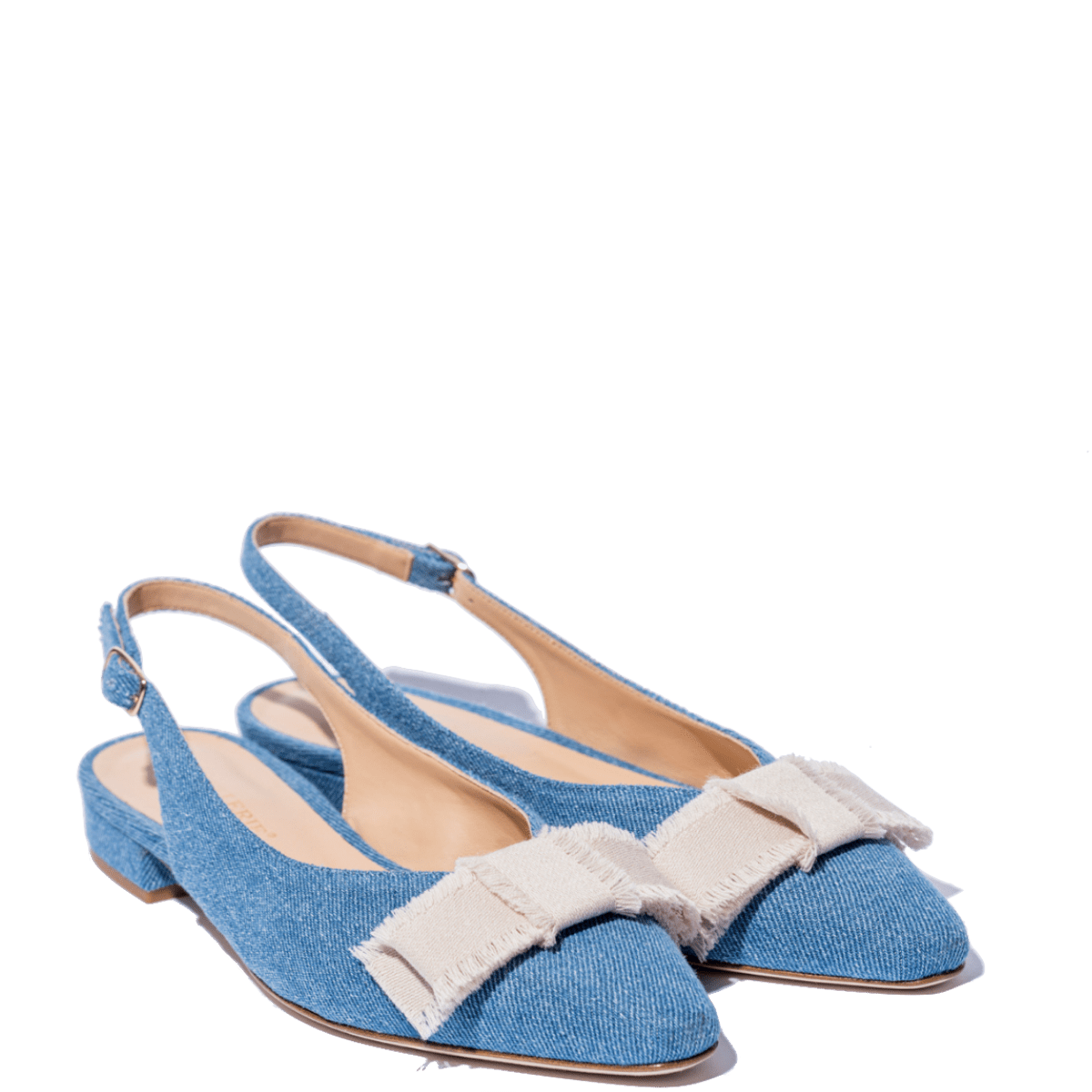 Slingback Bassa La Sellerie Nastro Gros Grain Tessuto Denim - La Sellerie - Calzature Savorè