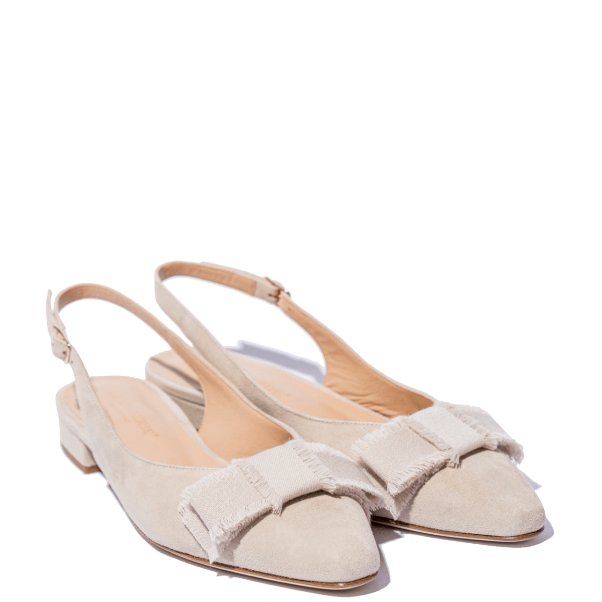 Slingback Basso La Sellerie Nastro Gros Grain Camoscio Sabbia - La Sellerie - Calzature Savorè