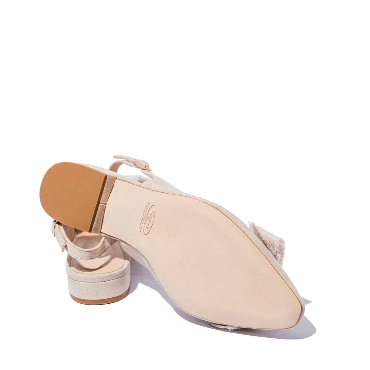 Slingback Basso La Sellerie Nastro Gros Grain Camoscio Sabbia - La Sellerie - Calzature Savorè
