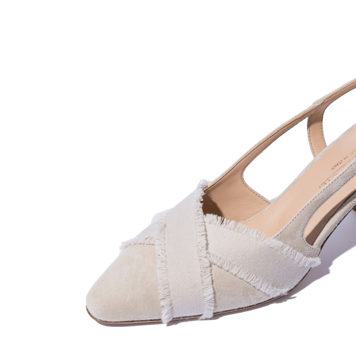 Slingback La Sellerie Camoscio Sabbia Nastro Gros Grain - La Sellerie - Calzature Savorè