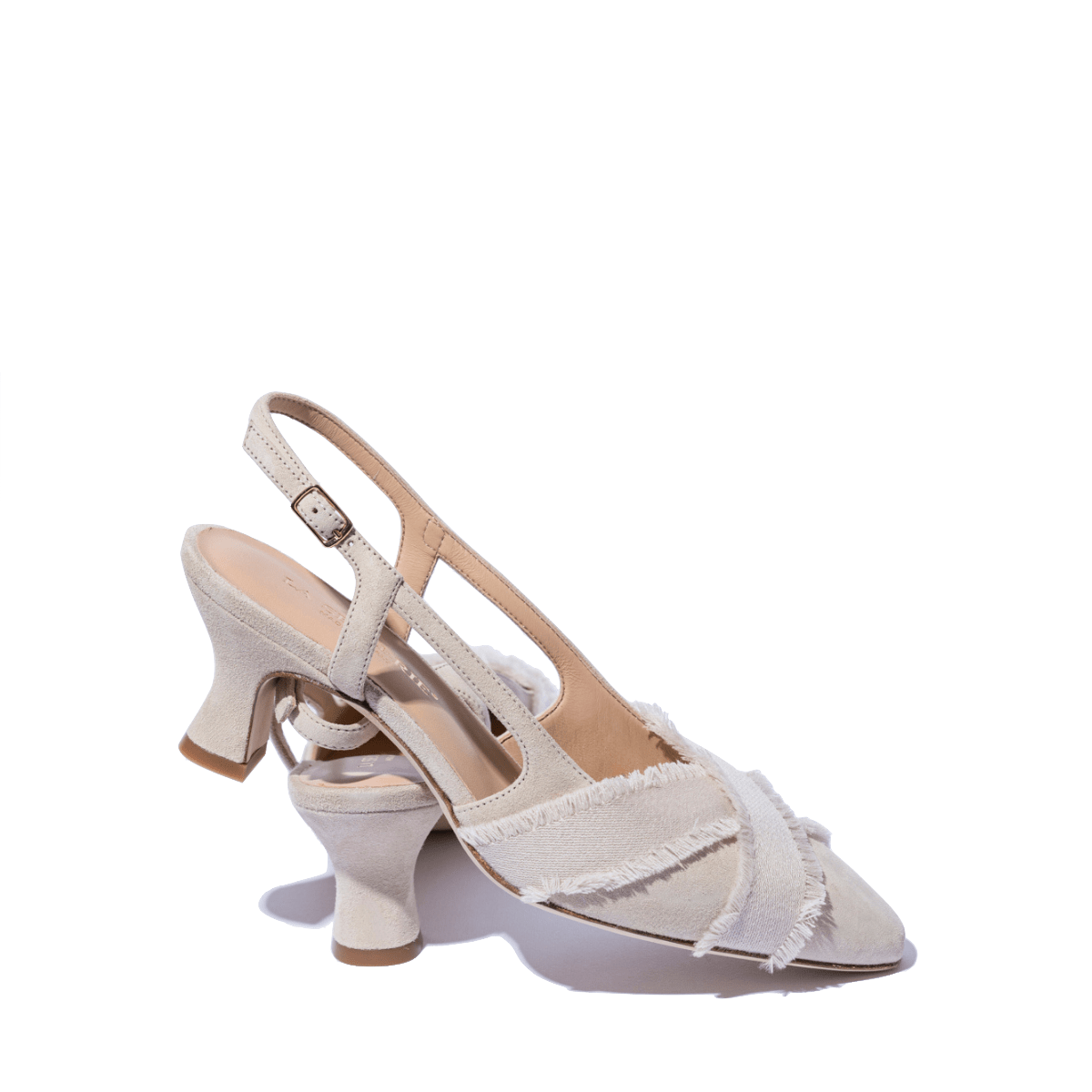 Slingback La Sellerie Camoscio Sabbia Nastro Gros Grain - La Sellerie - Calzature Savorè