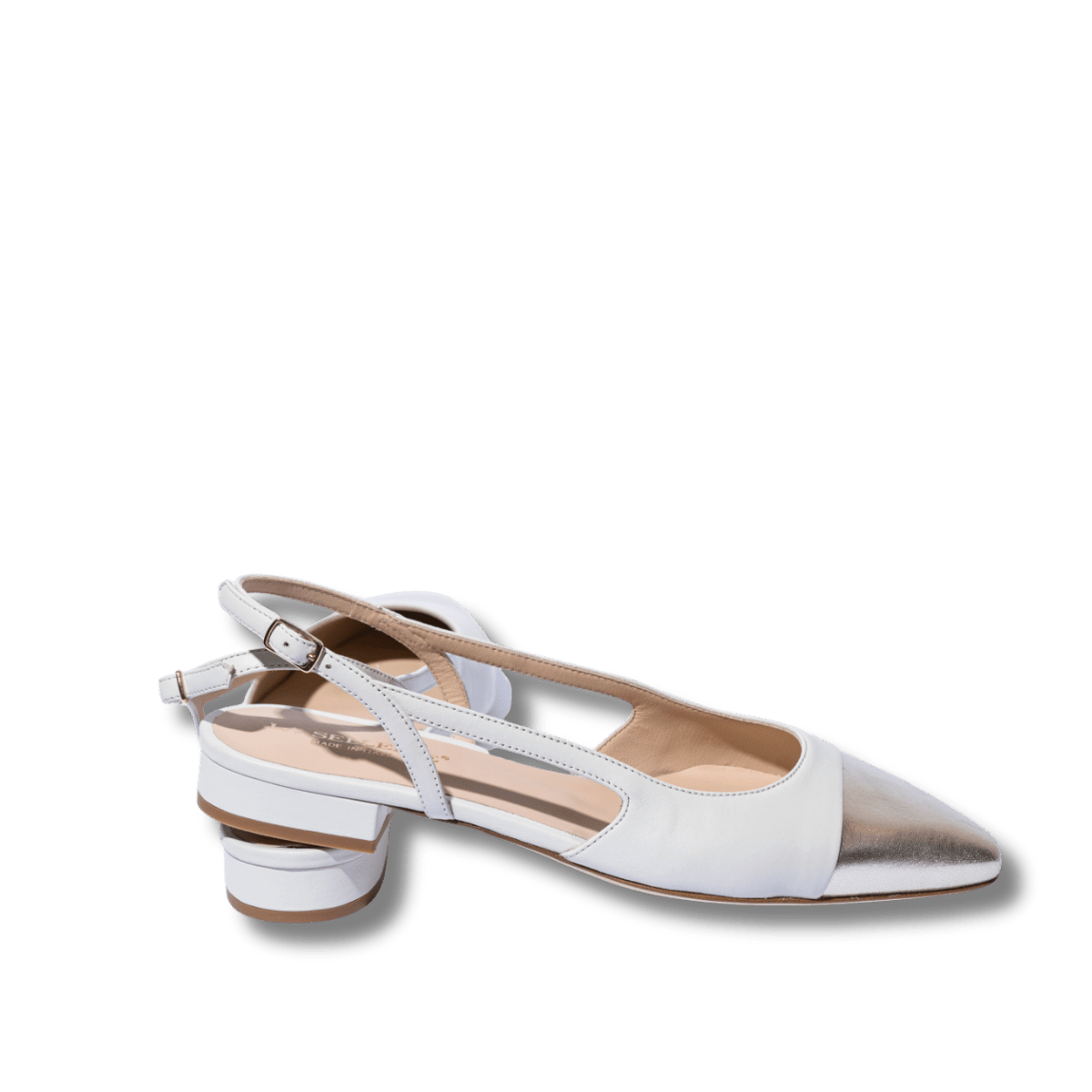 Slingback La Sellerie Nappa Soft Bianco / Oro Tacco Basso - La Sellerie - Calzature Savorè