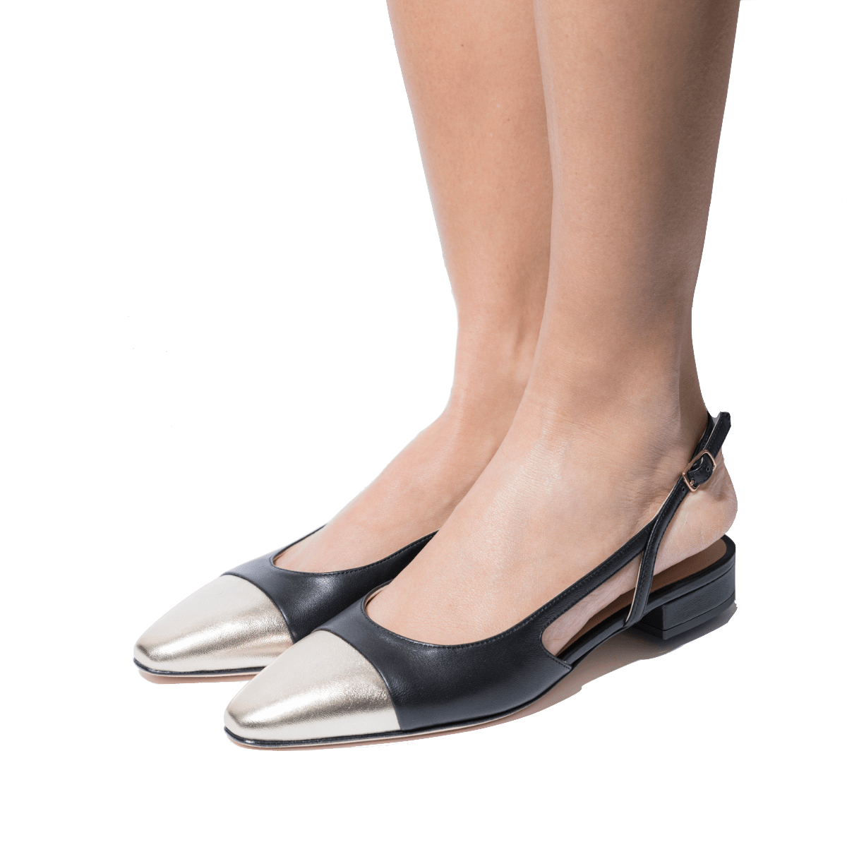 Slingback La Sellerie Nappa Soft Bianco / Oro Tacco Basso - La Sellerie - Calzature Savorè