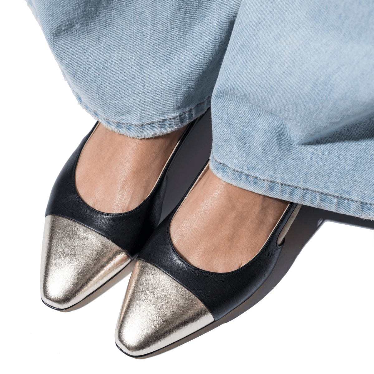 Slingback La Sellerie Nappa Soft Bianco / Oro Tacco Basso - La Sellerie - Calzature Savorè