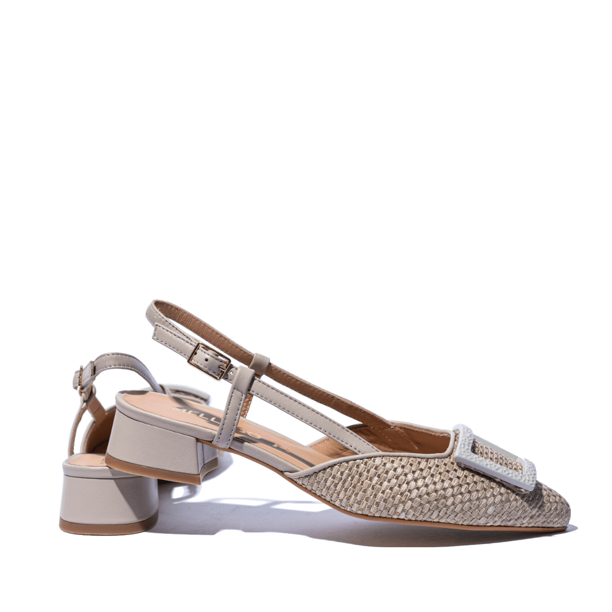 Slingback Melluso Arianna Pelle e Rafia Sabbia - Melluso - Calzature Savorè