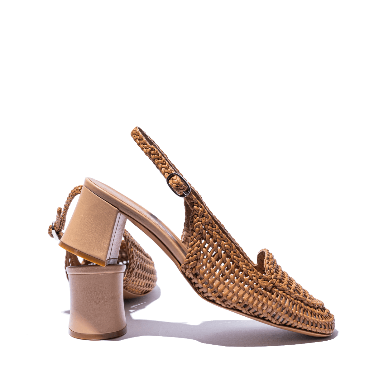 Slingback Vitulli Pelle Intreccio Cuoio - Main Image