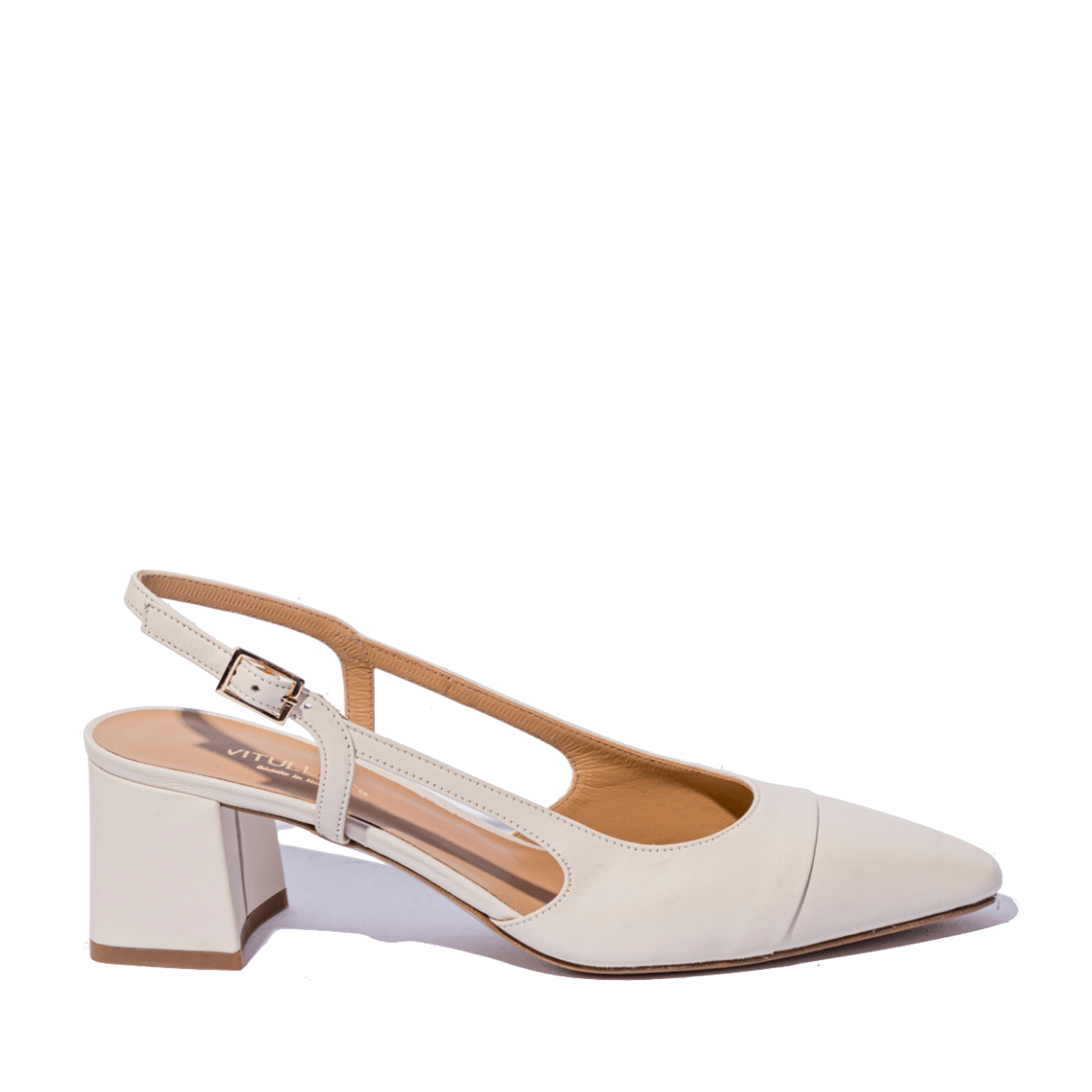 Slingback Vitulli & Co. Puntale Pelle Milk - Vitulli & Co. - Calzature Savorè