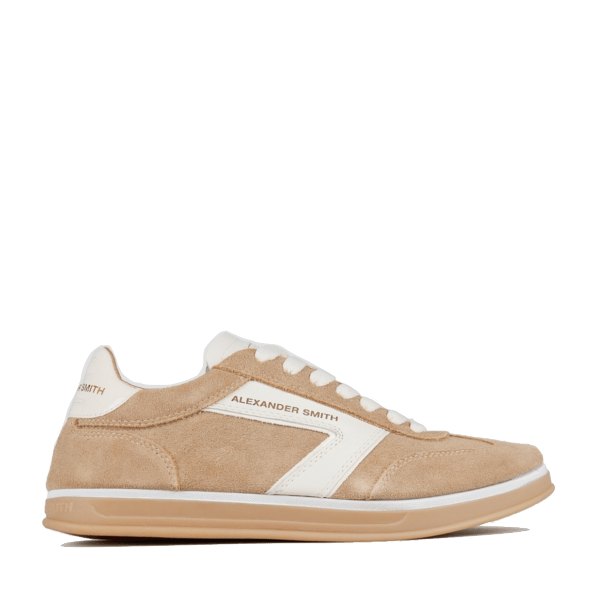 Sneaker Alexander Smith Thames Camoscio Camel Pelle White - Alexander Smith London - Calzature Savorè
