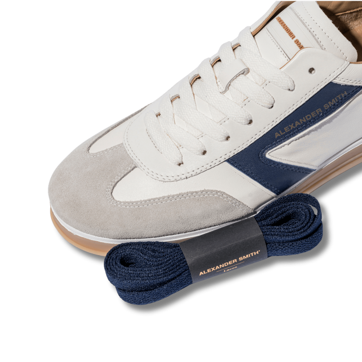 Sneaker Alexander Smith Thames Pelle Bianco / Grigio / Blu - Alexander Smith London - Calzature Savorè