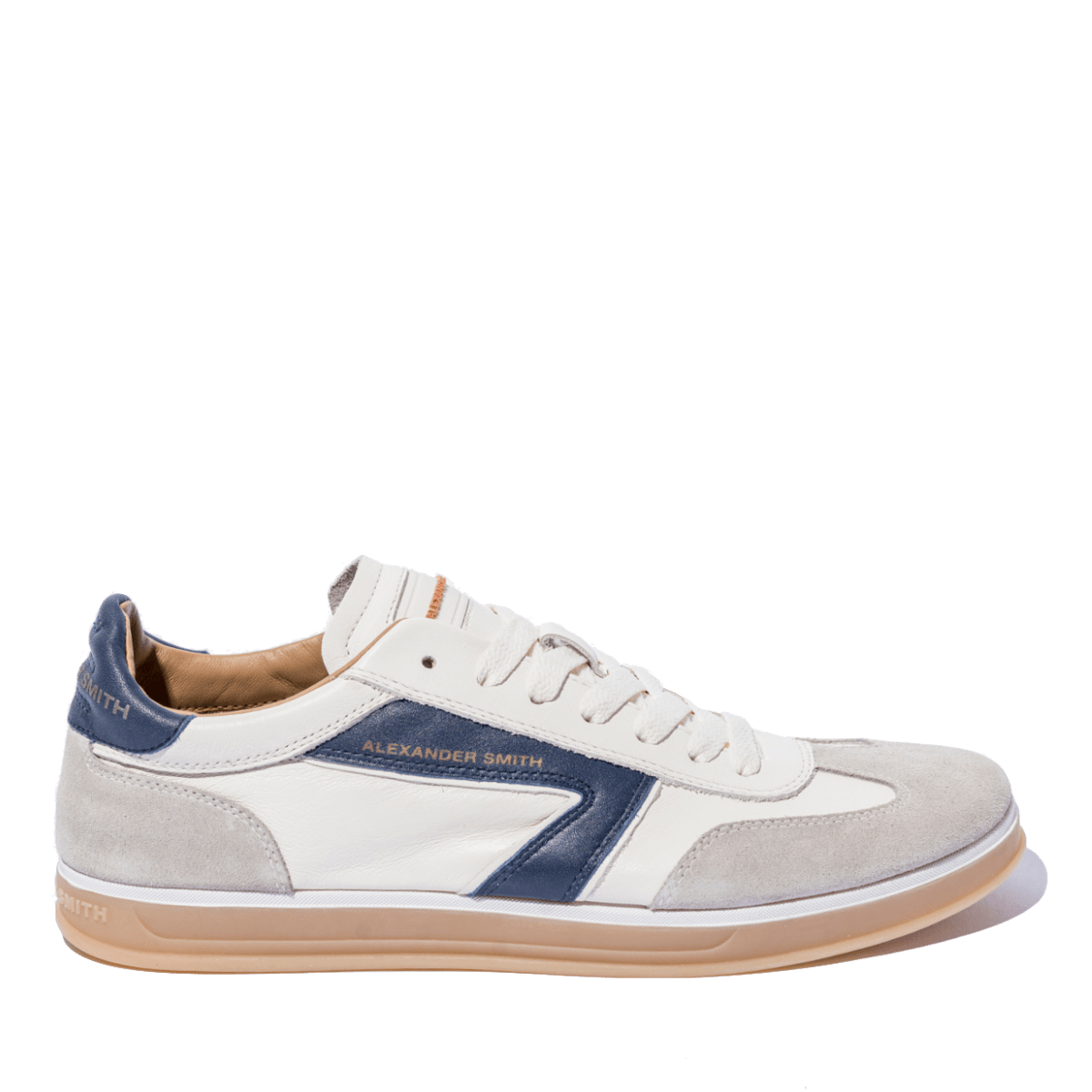 Sneaker Alexander Smith Thames Pelle Bianco / Grigio / Blu - Alexander Smith London - Calzature Savorè