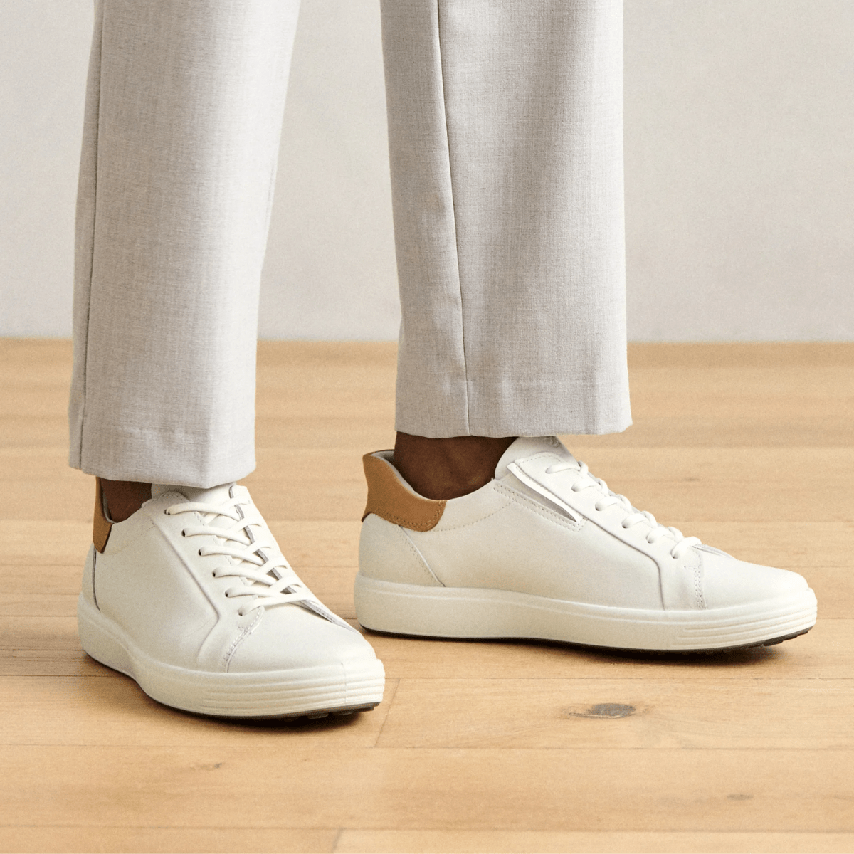 Sneaker Ecco Soft M Easy Slip Lace Pelle White/Lion
