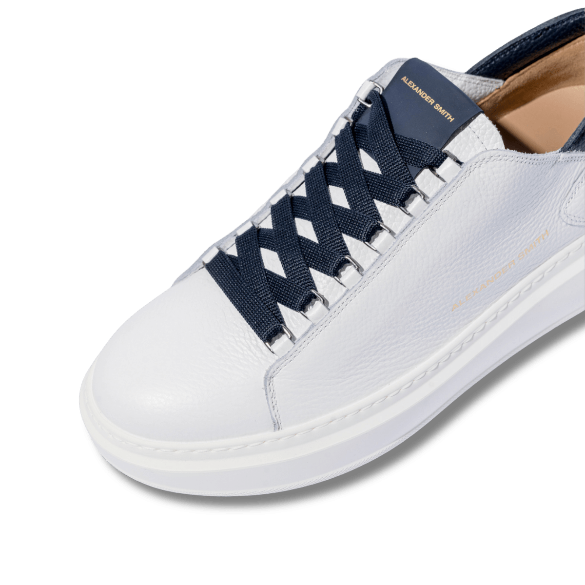Sneaker Wembley Decostruita Pelle Bottalato White / Blue - Alexander Smith London - Calzature Savorè