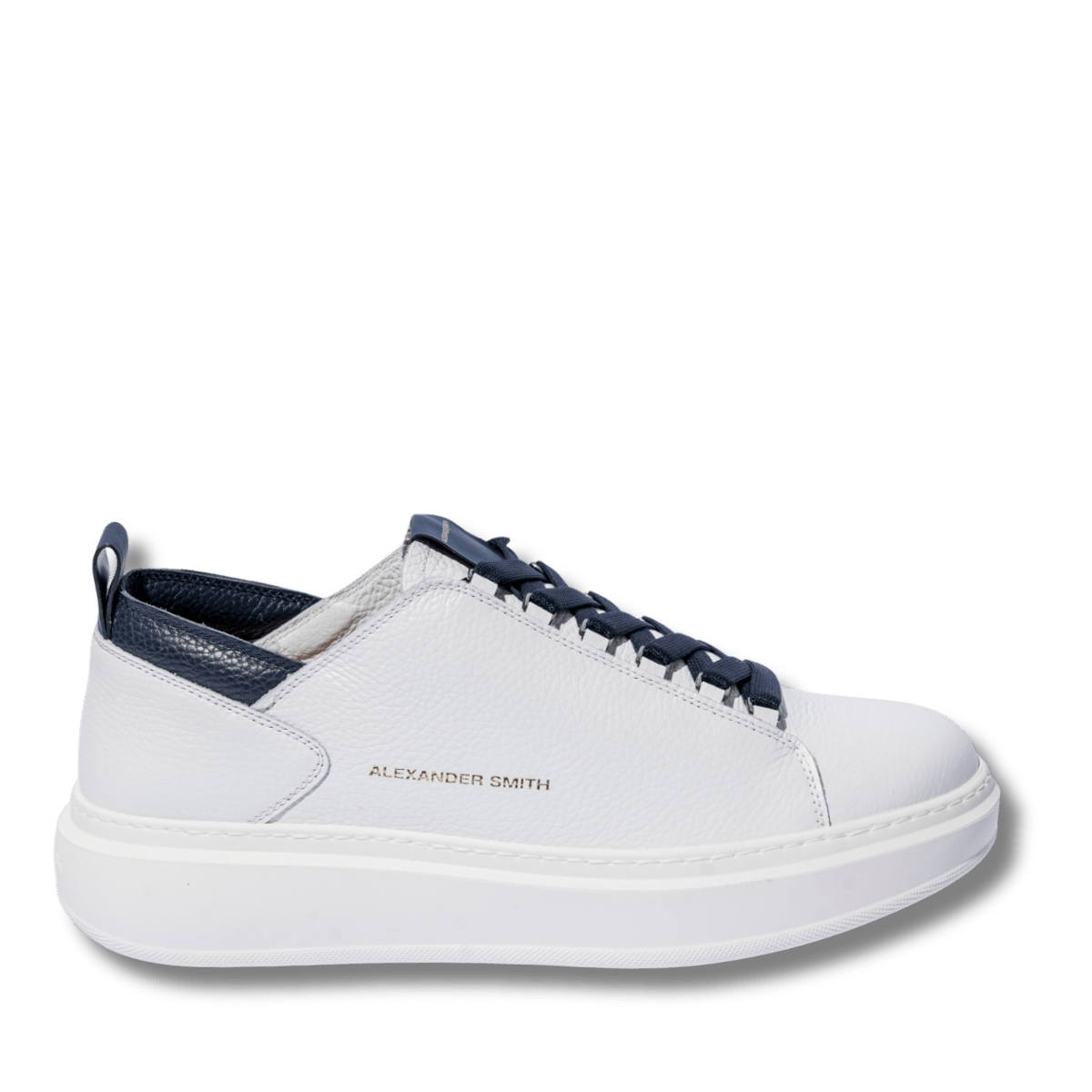 Sneaker Wembley Decostruita Pelle Bottalato White / Blue - Alexander Smith London - Calzature Savorè