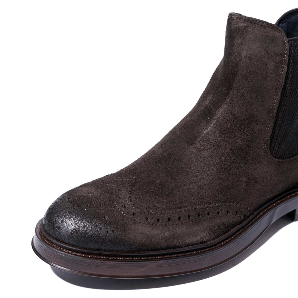 Stivaletto Chelsea F.lli Rennella Camoscio Ingrassato Coda Di Rondine Marrone - F.lli Rennella - Calzature Savorè