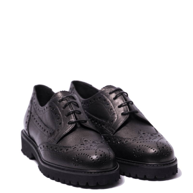 Allacciata Francesina Vitulli Co. Coda Di Rondine Pelle Texas Nero