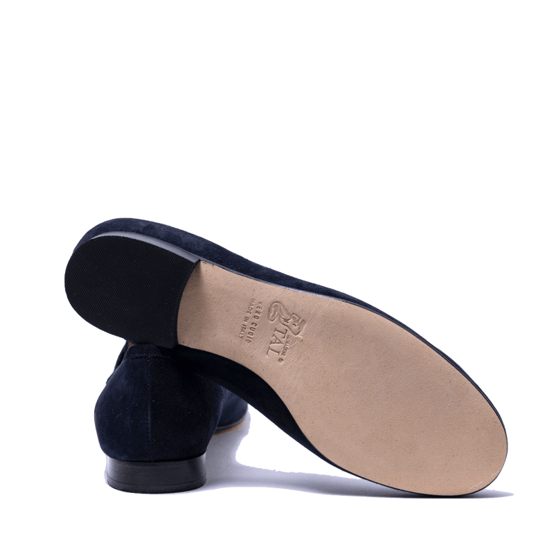 Mocassino Luca Grossi Fibbia Dorata Camoscio Blu - Luca Grossi - Calzature Savorè