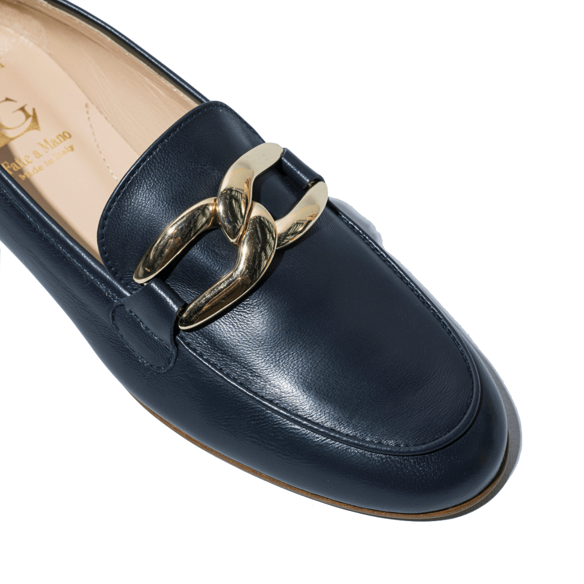 Mocassino Luca Grossi Fibbia Oro Pelle Blu - Luca Grossi - Calzature Savorè