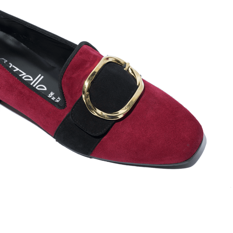 Pantofolina Le Gazzelle Fibbia Oro Camoscio Bordeaux - Le Gazzelle - Calzature Savorè