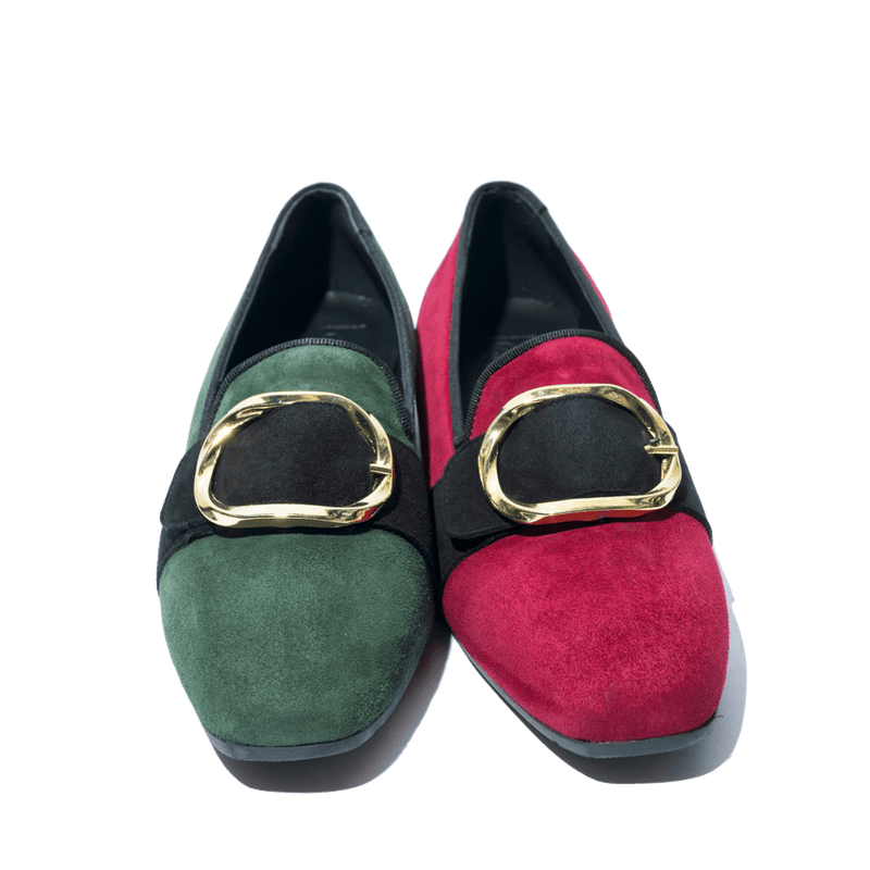 Pantofolina Le Gazzelle Fibbia Oro Camoscio Verde - Le Gazzelle - Calzature Savorè
