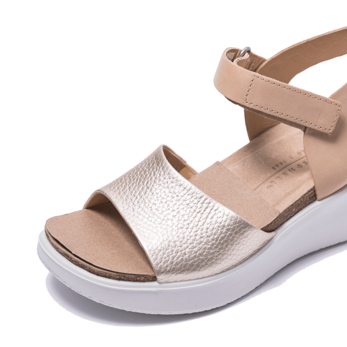 Sandalo Ecco Flowt Wedge Pelle Gold/Powder - Ecco - Calzature Savorè