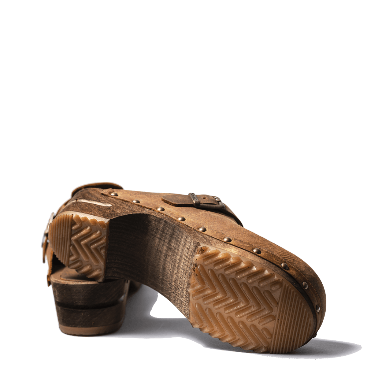 Zoccolo Sanita Wood Kristel Open Chestnut Oil Leather - Sanita - Calzature Savorè